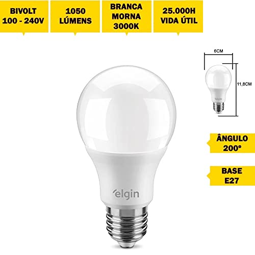 Lampada Bulbo Led Elgin 12W Bivolt 3000K