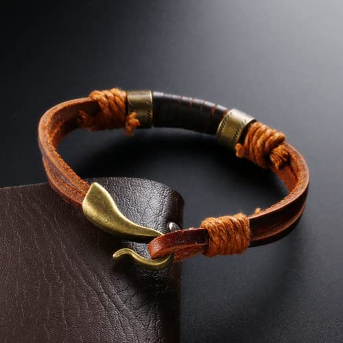 Pulsera de cuero genuino ajustable para hombre miniatura 3