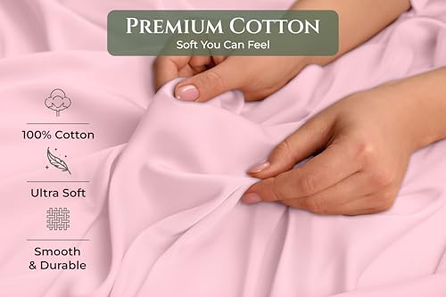 Image of Royale Linens 100% Cotton Pillow Cases Standard Size Set of 2 - Percale Pillowcase - Pink Pillow Cases Super Soft Cooling & Breathable Hotel Cotton Pillowcases, Fits Standard Pillows (20 inchx26 inch, Pink)