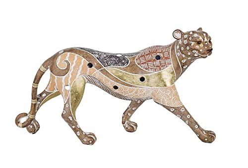 ORIGEN Animaux Design : Statuette Panthère Multicolore, Collection Ethnik, L 39 cm