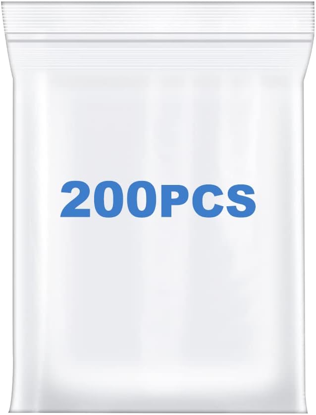 200 PCS 2" x 3" Thick 4 Mil Small Clear Zip Poly Bags Plastic Reclosable Zip Seal Lock Bags Heavy-Duty Necklace Ring Coin Beads Jewelry Pill Zipper Bag