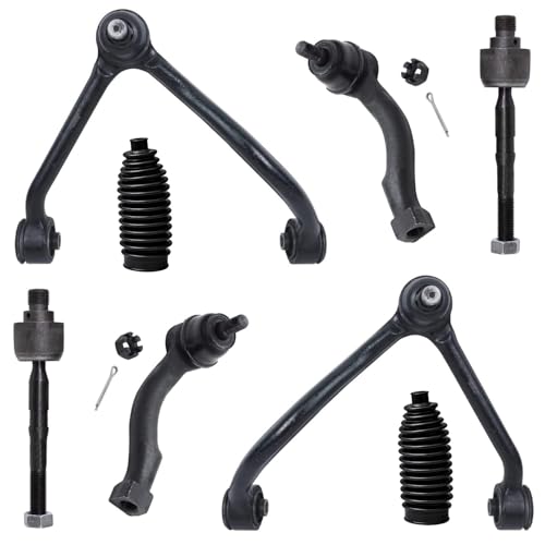 Image of Detroit Axle - 8pc Front End Control Arms Kit for 03-06 Kia Sorento, Upper Control Arms Tie Rod Ends Boots 2003 2004 2005 2006 Replacement