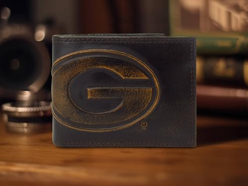 ZEP-PRO NCAA Georgia Bulldogs Burnished Leather Bifold Wallet, Slim Stylish for Men4
