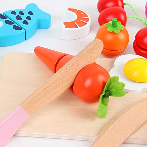 25 Stück Küchenspielzeug für Kinder aus Holz, Kinderküche Zubehör, Schneiden Obst Gemüse Lebensmittel Holz mit Klett… – Bild 6