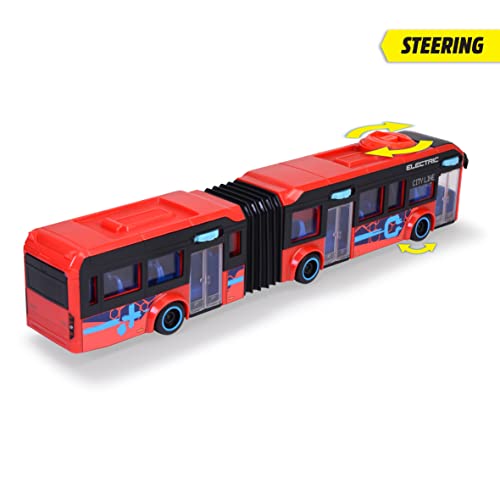 Dickie Toys Volvo City Bus Spielzeug (40 cm) - Lenkbarer Stadtbus (rot) mit Knickgelenk, Freilauf & öffnenden Türen - Spielzeugautos ab 3 Jahre für Kinder, Lizenziertes Bus Spielzeug - 203747015