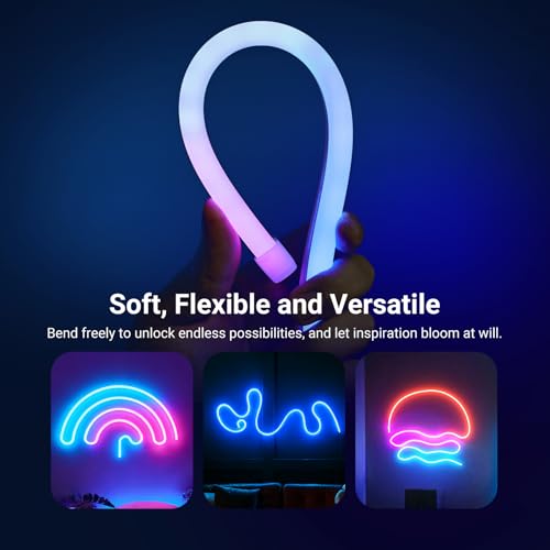 Image of NEEWER 16.4ft /5m LED Strip Lights, Smart AI RGB IC Flexible Cuttable Neon Rope Light, App Control, Bedroom Gaming Room Indoor Home Classroom Wall Decor, Compatible with Google Assistant Alexa, NS02