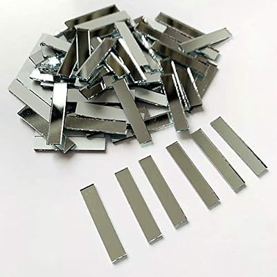 200 Pcs Mini Rectangle Mirror Tiles Small Glass Mosaic Pieces (Silver)