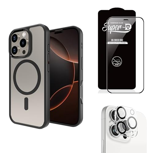 Image of Case for iPhone 16 Pro, [Military Grade Drop Protection] Full Body Heavy Duty Rugged Shockproof Protective - Combo [1 Case + Screen Protector + Camera Lens] Black