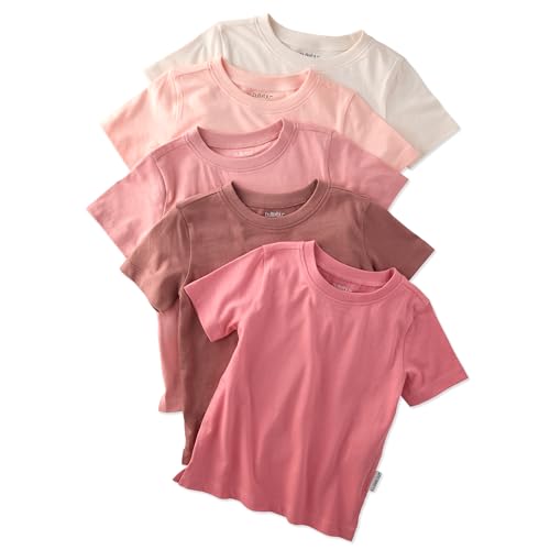 Butterblu Taylor 5-Pack Short Sleeve T-Shirts​ 100% Organic Cotton for Boys​ & Girls, Sunset, 6 Years