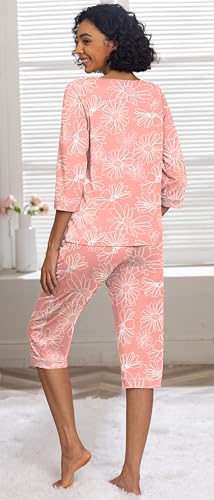 Image of PrinStory Womens Pajama Sets Capri Pjs Soft Lounge Sets XS-4XL