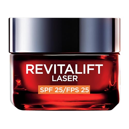 L'Oréal Paris Revitalift Láser Triple Acción Crema de Día Nº1 Anti-Edad Protección Solar SPF25 con Pro-Retinol, Ácido Hialurónico y Vitamina Cg. Reduce Arrugas, Reafirma y Reduce Manchas Oscuras, 50ml