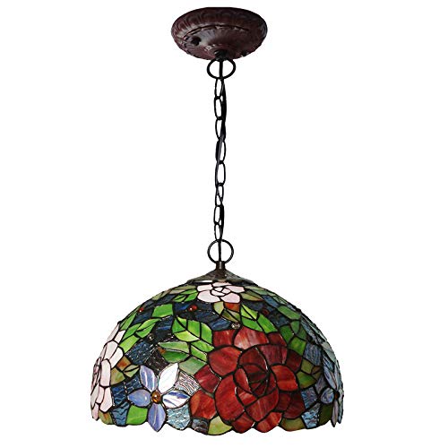 12-Calowe Lampy Wiszące W Stylu Tiffany Rose Śródziemnomorskie Kreatywne Szklane Żyrandole Lampy Wiszące 30cm