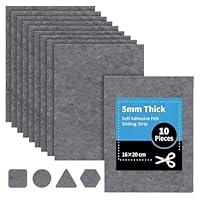 Filzgleiter Selbstklebend, 10 Stück 16 x 20cm - 5mm, Filzgleiter für Stühle, Filzmatten zum Zuschneiden, Filz Selbstklebend, Hochwertigem Nadelfilz für Möbelgleiter Stuhlgleiter (Dunkelgrau)