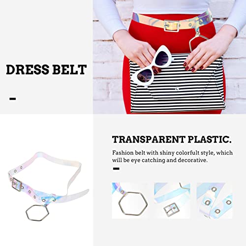 Colorful Waist Belt Transparent Waistband With Square Buckle and Hanging Geometric Ring for Women Ladiess (100cm)3