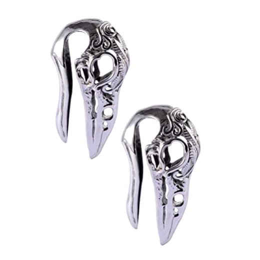 2PCS 9/16 14mm Ear Hangers for Stretched Ears Bird Stainless Steel Ear Weights Expander Gauge Earrings for Body Piercing Jewelry Upgrade Plugs,Sliver,Steel Color,6.7x3.69cm