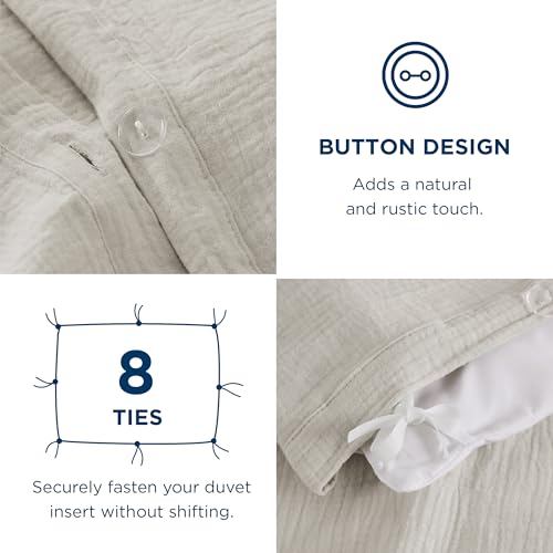 Image of Bedsure 100% Muslin Cotton Duvet Cover King Size - Ultra-Soft Gauze Duvet Cover, PureWoven Breathable & Lightweight Bedding Set with Button Closure and Corner Ties (Linen, King, 104 inchx90 inch)