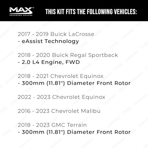 Image of MAX Advanced Brakes - Front Brake Kit For 2018-2023 Chevrolet Equinox, 2018-2023 GMC Terrain (11.81 inch Dia Fr Rotors)| Carbon Ceramic Brake and Rotor Kit| Geomet Coated Cross-Drilled Brake Rotors