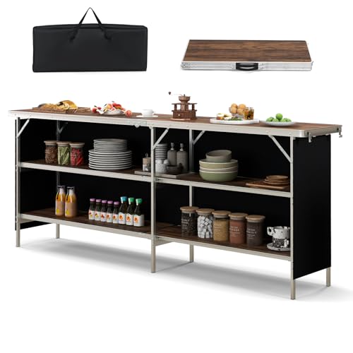 Image of COSTWAY 81 inch Folding Picnic Table, Portable Bar Table with Carry Bag