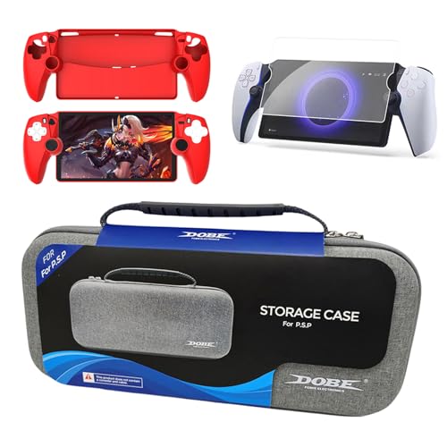 PlayStation Accessories Set for PS5 Portal, Carry Travel Storage Case, TPU Protecor Cover Case, HD Tempered Glass Screen Protector Compatible with PS5 Portal Remote Player (3PCS)