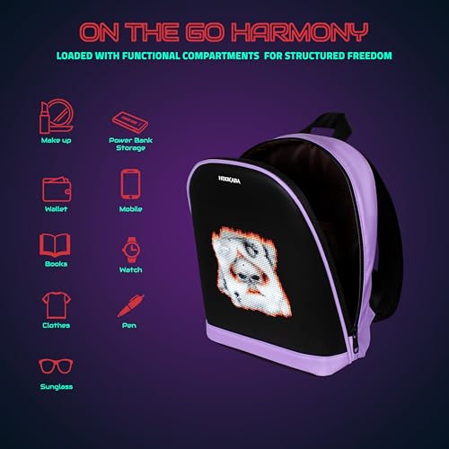 Image of Hookaba Bold Bling LED Backpack For Kids 8L | Smart Display Bag | With Programmable Screen, App Control & Water Resistant | Unisex Daypack For School, College, Travel | For Boys & Girls