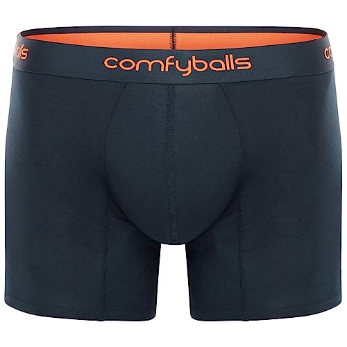 Image of Comfyballs Men's Navy Tangerine Cotton Boxer Shorts, S