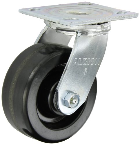 Albion 16 Series Medium Heavy Duty Zinc Swivel Plate Caster, Roller Bearing, 5" Diameter Phenolic Wheel, 4-1/2" Length x 4" Width Plate, 1000 lbs Capacity