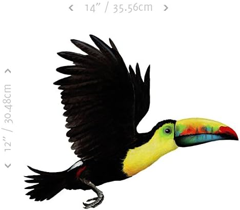 Miniatura 3 de Walls of the Wild Calcomanía de pared de tucán con pájaros tropicales (14 x 12 pulgadas)