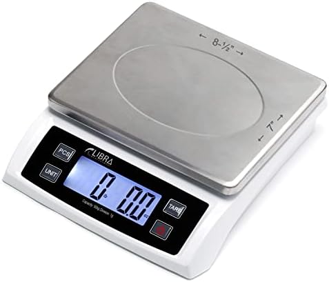 110 lb (50 kg) Digital Postal Scale, Piece Counting, Wide Stainless Steel Pan, AC Adapter, Backlit LCD, Multiple Weight Unit, Capacity: Max 50 kg (110 lb), MIN 5 g (0.2 oz), Division 1 g / 0.1 oz