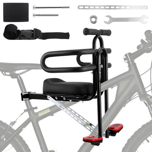 Kindersitz Fahrrad Vorne,Fahrradsitz Kinder Vorne,Mountainbike Kindersitz,Kinderfahrradsitz für Mountainbikes,Cityräder,mit Pedalen Klappbarem Leitplankengriff Tragbarer Fahrradsitz,für von 3~6 Jahren