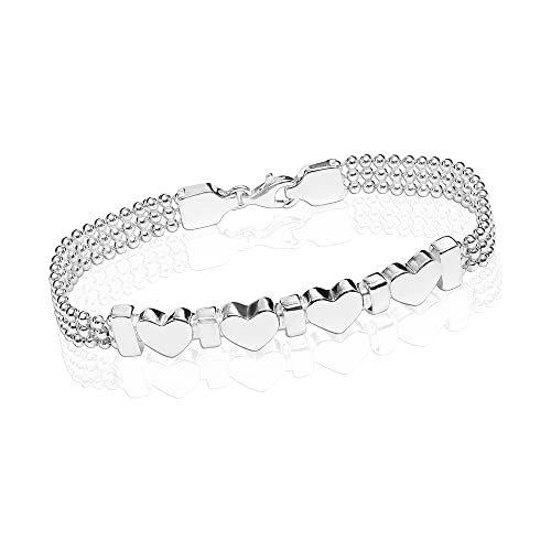 LeCalla 925 Sterling Silver Heart Bracelet Jewelry for Women | Lightweight Infinity Heart Link Charms Adjustable Bracelets | Valentines Day Gifts for Her