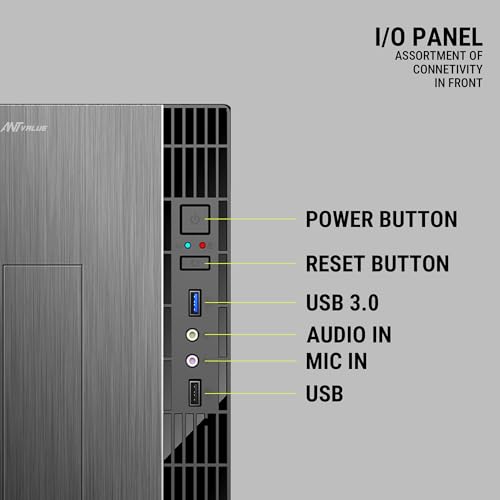 Image of Ant Value VM7P Slim Computer Case /Office Cabinet - Black | Support Micro ATX, ITX | Built-in 2X USB Ports, Pre-Installed Power Supply & 120mm Side Fan