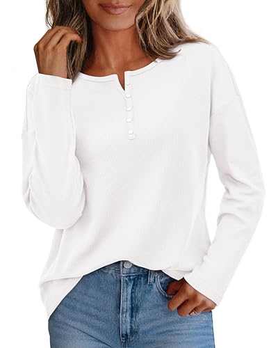 KIRUNDO Oversized Waffle Knit Tops for Women 2025...