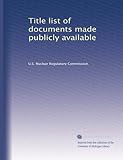  Elenco dei titoli dei documenti resi pubblicamente disponibili: Volume 3
