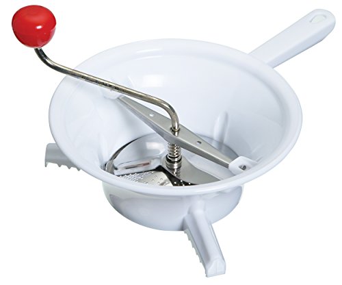 KitchenCraft Rotierende Gemüsemühle, manuelle Küchenmaschine mit 3 Edelstahl-Raspelklingen und drehbarem Griff, 1 Stück