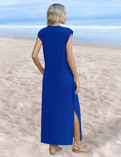 Image of Zeagoo Summer Dresses for Women 2026 Long Maxi Sundresses Loose Split Wrinkle-Free Beach Travel Vacation Clothes