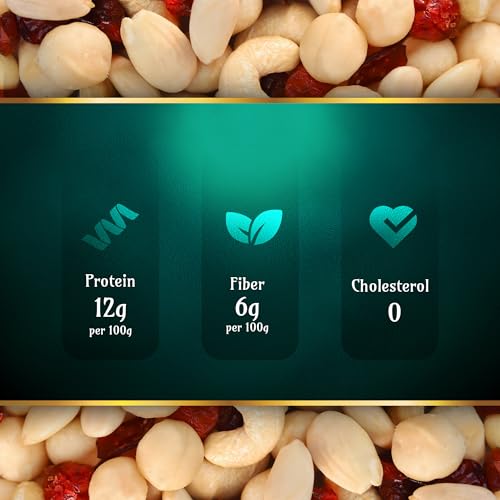 Image of Pureheart Nutmix Gold Coast Trail, 454 gm | Premium Trail Mix with 40% Macadamia, Cashew, Almonds, Cranberry & Fig, High Protein, Healthy Snack