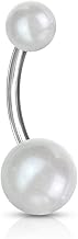 Piercing Nombril Ventre Boule Diamant Perle Bijoux Acier Chirurgical Inoxydable Anti Allergique Banane Barbell DEESSE Blanc LOVEPIERCING