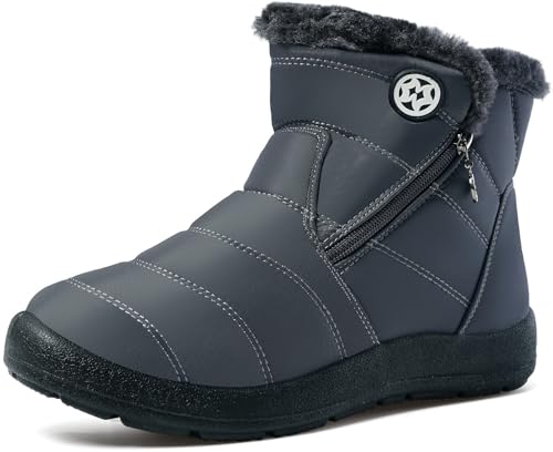 Gaatpot Botas para Mujer Botines de Invierno Botas de Nieve Antideslizante Zapatos Forradas Calientes Gris pizarra 41 EU