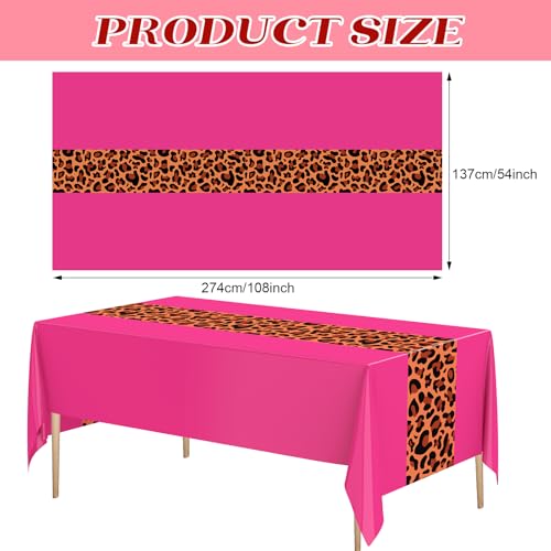 Image of Buryeah 6 Pcs Leopard Print Tablecloth 54 x 108'' Leopard Plastic Table Cover Disposable Safari Animal Cheetah Print Party Decorations for Baby Shower Wedding Birthday Party Favors (Multicolored)