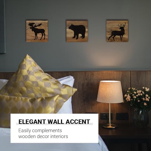 HomeRustique Real Wooden Cabin Decor with Bear, Deer and Moose (Set of 3) - Woodland Rustic Cabin Wall Decor & Art for Home, Living Room, Hunting Theme, Mountain Lodge or Bathroom