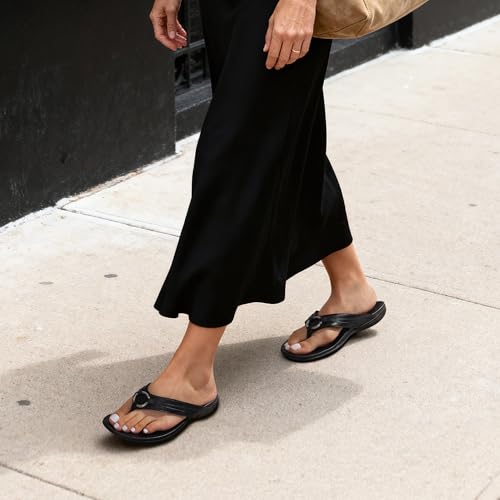 DREAM PAIRS DREAM PAIRS Arch Support Flip Flops for Women Quick-Dry Comfortable EVA Footbed TPR Anti-Slip Sole Orthotic Dressy Thong Sandals for Beach Pool Summer All-Day Wear,Size 8,All Black,SDFF260