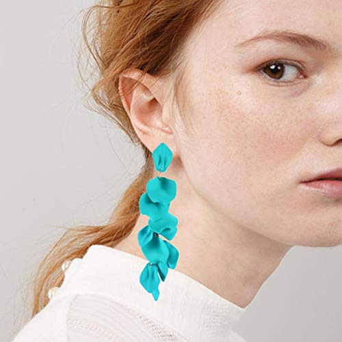 Image of Acrylic Rose Petal Drop Dangle Earrings Bohemian Resin Square /Oval /Hoop /Flower /Heart Statement Earrings for Women Gifts
