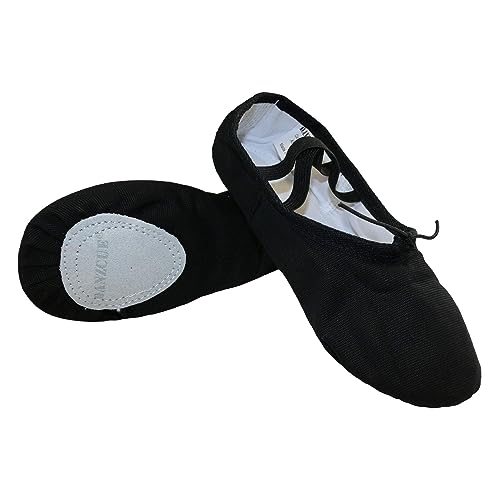 Danzcue Adult Canvas Split Sole Ballet Slippers Ballet Shoes for Women Dance Shoes, Black, 8M