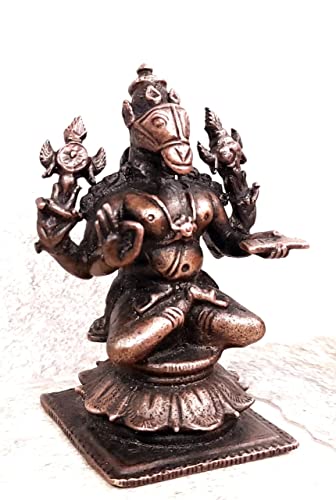 Image of Copper Idols India, 2.9 inches, Handmade Lord Hayagriva, 250 Grams, Patina Antique Finish, Pack of 1 Piece