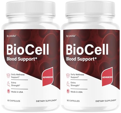 (2 Pack) Bio Cell Capsules - Official BioCell Blood Health Support Pills Advanced Formula Supplement, All Natural Bio Cell Vitamins for Overall Health & Wellness Reviews, 120 Capsules for 2 Months