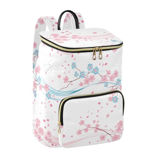 KLL Pink Blue Cherry Blossom Women Backpack Anti-theft Fashion Travel Shoulder Bag for Travel Work Shopping2