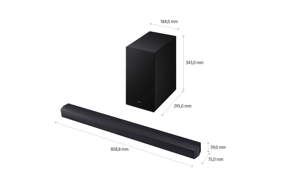 Samsung HW-B460GF B-Series 2.1-Kanal-Soundbar für Fernseher, TV-Lautsprecher mit kabellosem 6,5"-Subwoofer, Game Mode, Adaptive Sound, Bass-Boost-Modus, Virtueller Surround Sound