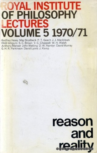 Buy Reason and reality (Royal Institute of Philosophy lectures) — BookShops.in