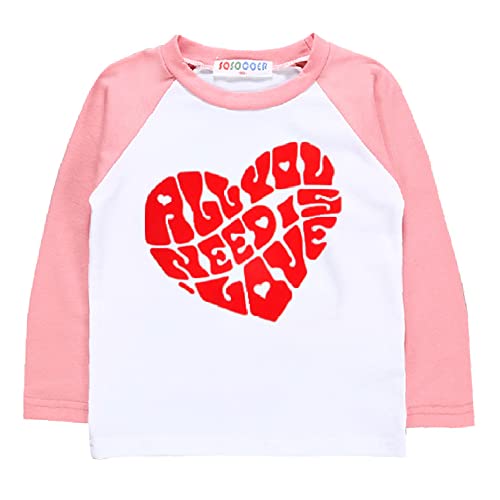Big Sister Shirt for Toddler Girls Love Heart T-Shirts Raglan Long Sleeve Cotton Tops Birth Clothes 2-8 Years
