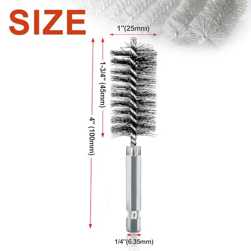 Image of 5Pcs 1 inch Stainless Steel Wire Bore Brush for Drill ,25mm Wire Cleaning Brush | Stainless Steel Copper Pipe Cleaner Set,Abrasive Drill Wire Brush with 1 /4 inch Hex Shank,Wire Brush Drill Attachment